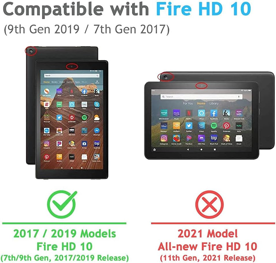 Case for Amazon Fire HD 10 Tablet (7Th Generation and 9Th Generation, 2017 and 2019 Release) - Slim Folding Stand Cover with Auto Wake/Sleep for 10.1 Inch Tablet